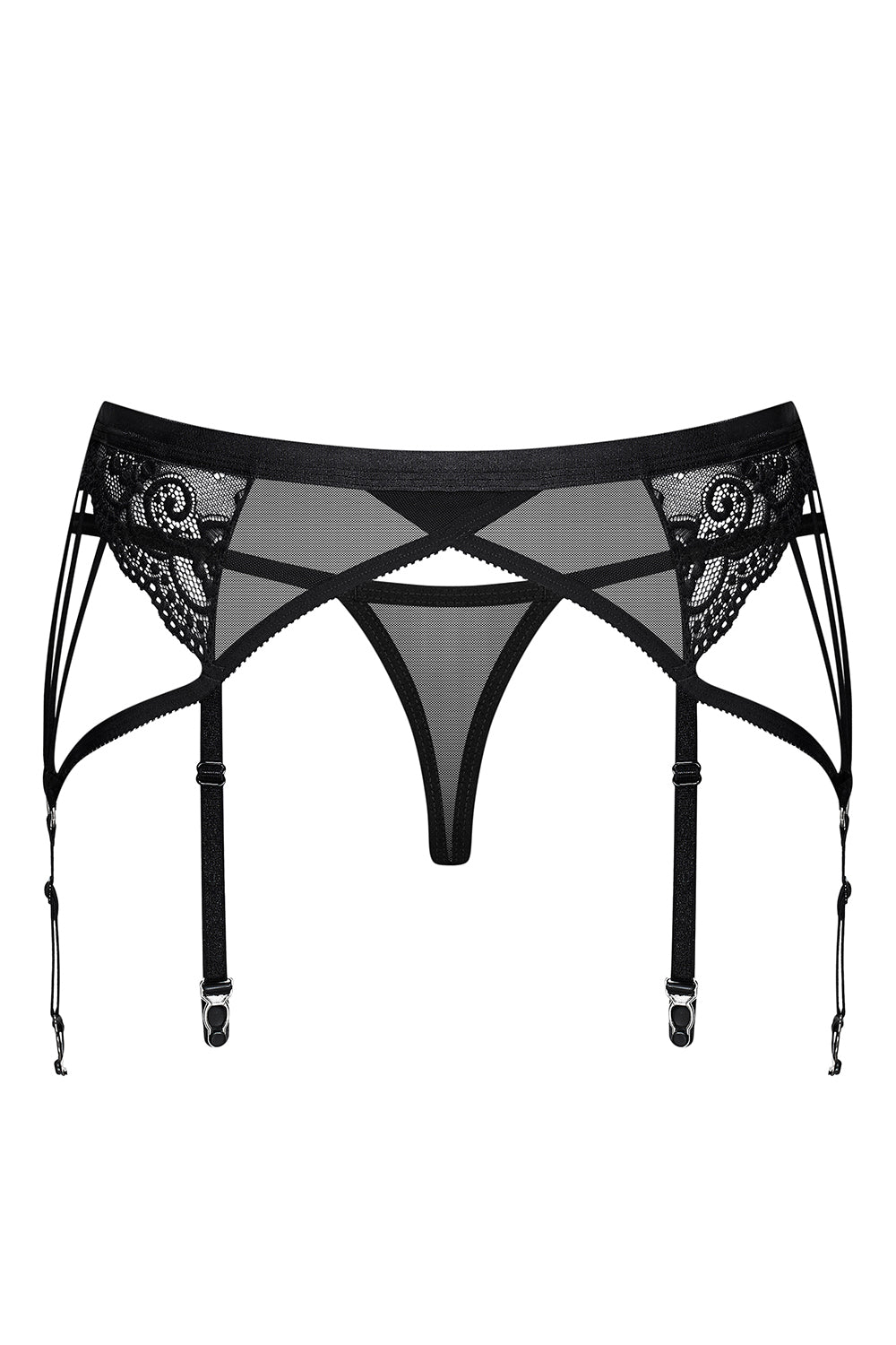 854-GAR-1 Strumpfhaltergürtel + T-String schwarz - L/XL-3
